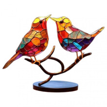 (Acrylic 2 Birds) Bird Craft Statue Ornaments Table Art Home Room Decoration Gift for Housewarming Decor
