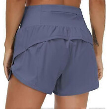(X-Small, Ink Blue) Womens High Waisted Running Shorts Quick Dry Athletic Workout Shorts with Mesh Liner Zipper Pockets