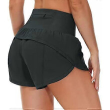 (Small, Charcoal Grey) Womens High Waisted Running Shorts Quick Dry Athletic Workout Shorts with Mesh Liner Zipper Pockets