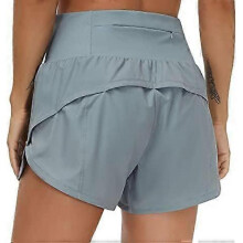 (X-Small, Denim Blue) Womens High Waisted Running Shorts Quick Dry Athletic Workout Shorts with Mesh Liner Zipper Pockets