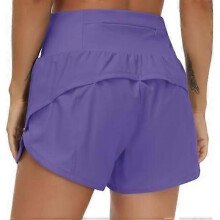 (X-Large, Light Purple) Womens High Waisted Running Shorts Quick Dry Athletic Workout Shorts with Mesh Liner Zipper Pockets