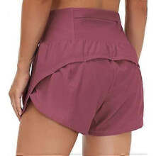 (X-Large, Rose Red) Womens High Waisted Running Shorts Quick Dry Athletic Workout Shorts with Mesh Liner Zipper Pockets