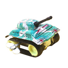 Small Clockwork Iron Tank Toy Vehicle Model Wind Up Car Toys for Kids Learning Educational