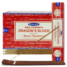 Dragon 's Blood Røgelsespinde og røgelsespind Holder Bundle Indence Sense Satya Røgelse