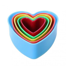 5pcs Heart-shaped Baking Molds Colored Plastic Biscuit Molds for Home Cooking