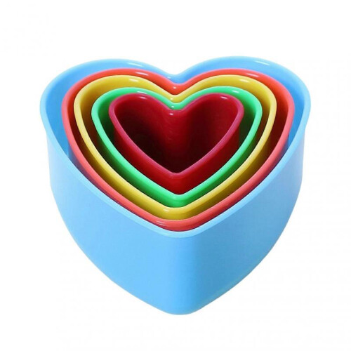 5pcs Heart-shaped Baking Molds Colored Plastic Biscuit Molds for Home Cooking