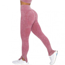 (L, Pink) Women's High Waist Scrunch Butt Lifting Seamless Leggings for Workout Yoga Gym