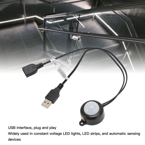 PIR-Bewegungssensor USB-Schnittstelle 2A DC5-24V Schwarz 2