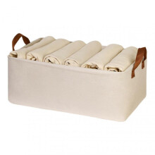 (White) Fabric Storage Bins Organizer With Handles Shelf Baskets for Storing Lingerie Undies Ties