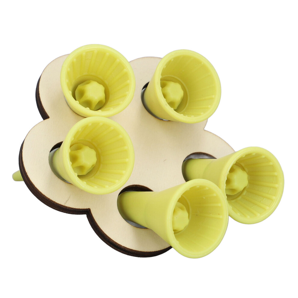 Bee Drinking Cup with Wooden Stand 5 Cups Plastic Water Dispenser Watering Station for Thirsty Pollinators Yellow-image-OPC-PHQ9D28-NEW