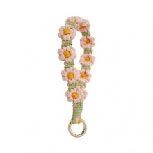 (Pink) Bohemian Style Boho Keychain Sturdy Wrist Lanyard Bracelet Key Fob Strap for Car Keychain Bag Pendant