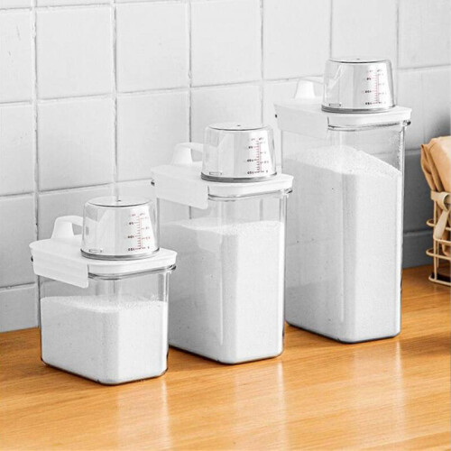 (Medium) Softener Bleach Storage Container Liquid Detergent Dispenser Storage for Laundry Detergent Powder Rice Cereal Flour 1