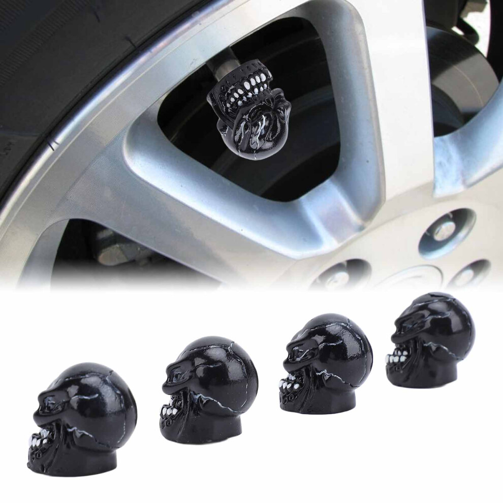 Skull Tire Valve Caps Universal Erosion Resistant Dust Proof Wheel Air Valve Caps for Car Truck Motorcycle Bicycles 4Pcs Black-image-OPC-PHQ9DST-NEW