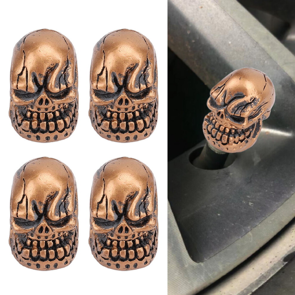 4Pcs Tire Valve Stem Cap Skull Style Perfect Sealing Valve Stem Cap Cover for Car Truck Bike Motorcycle Bronze-image-OPC-PHQ9DTM-NEW