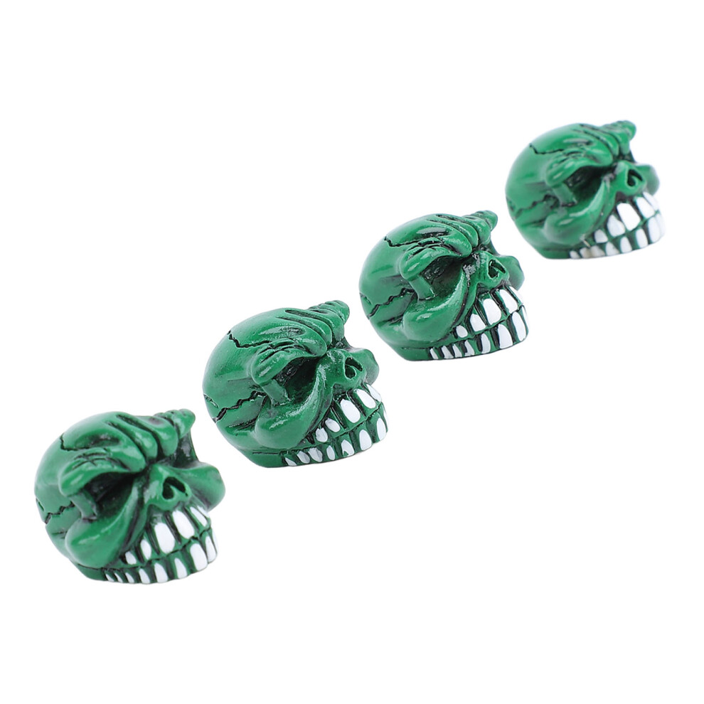 4Pcs Tire Valve Stem Cap Skull Style Stylish Look Perfect Sealing Valve Cap Cover For Car Truck Bike Motorcycle Green 4951313578273