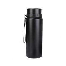 (Black) Outdoor Thermal Water Bottle Large Capacity Double-Layer Travel Bottle for Home Office Outdoor Camping
