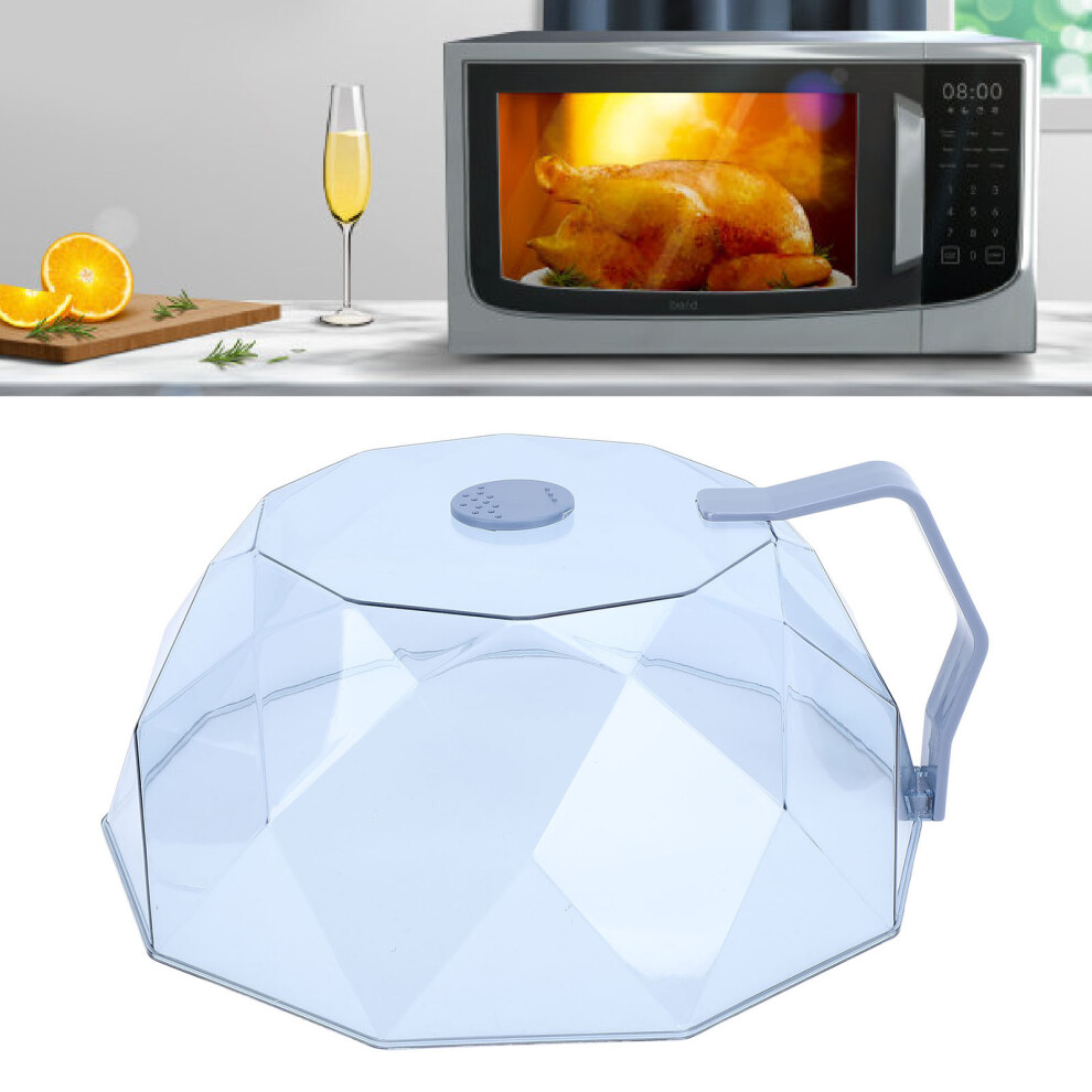 Microwave Food Cover Oil Proof High Temperature Resistant Multifunctional Microwave Anti Splatter Lid with Handle Adjustable Air Vent Blue