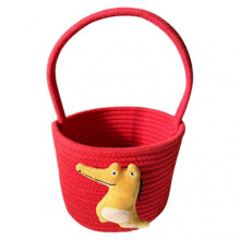 (Red) Crocodile Pattern Organizing Basket Large Capacity Bright Color Basket with Handle for Children Kids Toy Storage