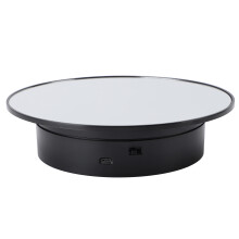 Schwarzer motorisierter rotierender Präsentationsständer, 3,99 kg Tragfähigkeit, USB-Betrieb, batteriebetrieben