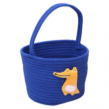 (Blue) Crocodile Pattern Organizing Basket Large Capacity Bright Color Basket with Handle for Children Kids Toy Storage