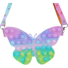 Pop Shoulder Bag Fidget Toys Pop Purse for Girls Silicone Sensory Toys Push Bubble Crossbody Purse Relieve Stress Handbag (Butterfly)
