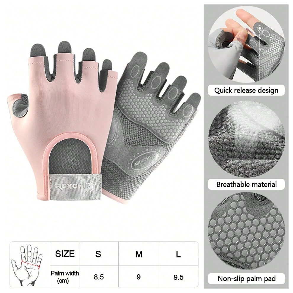 Photos - Other Trainers  GOBYGO 1Pair Half-Finger Fitness Gloves Cycling Sports Weightlifting Workout Gloves Anti-slip Dumbbell Training Wr(Pink, S)