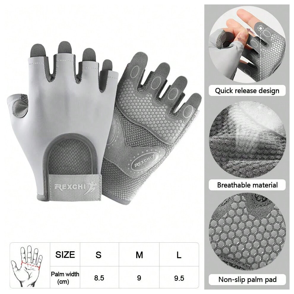 Photos - Other Trainers  GOBYGO 1Pair Half-Finger Fitness Gloves Cycling Sports Weightlifting Workout Gloves Anti-slip Dumbbell Training Wr(Gray, S)