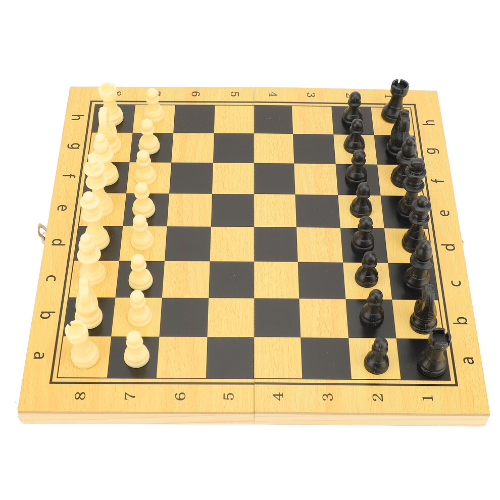 Wooden Chess Board Game Set 3 in 1 Foldable Board Chess and Checker Set for Kids Adult 29x29cm/11.42x11.42in-image-OPC-PHQ9GHV-NEW