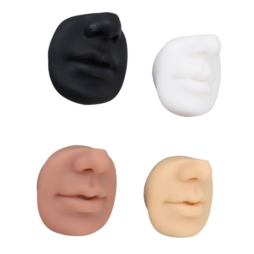 4pcs Silicone Piercing Model with Nose Lip Mouth Silicone Tattoo Practice Lips for Semi Permanent Make Up Jewelry Display