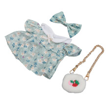 20 cm Plüschpuppe Outfit aus Baumwolle & Stoff mit Fliege und Erdbeer-Tasche