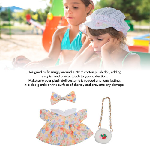 20cm Plüschpuppe-Outfit - rote Erdbeer-Tasche + Schleife 2