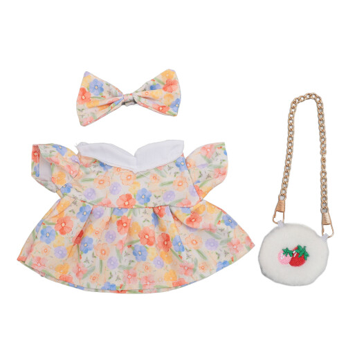 20cm Plüschpuppe-Outfit - rote Erdbeer-Tasche + Schleife 1