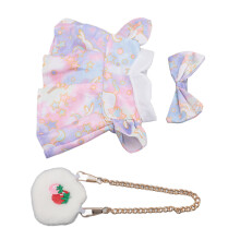 Plüschpuppen-Kleidung 20 cm Baumwoll-Kleid mit Schleife, Tasche