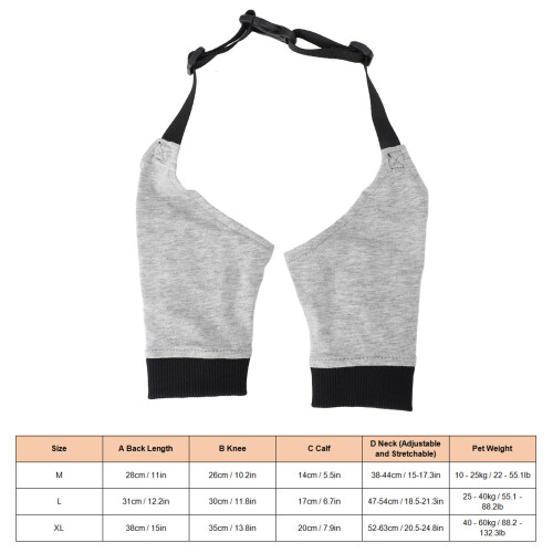 Hundellenbogenstütze aus dehnbarem Baumwoll-Polyester, Größe L, grau 1