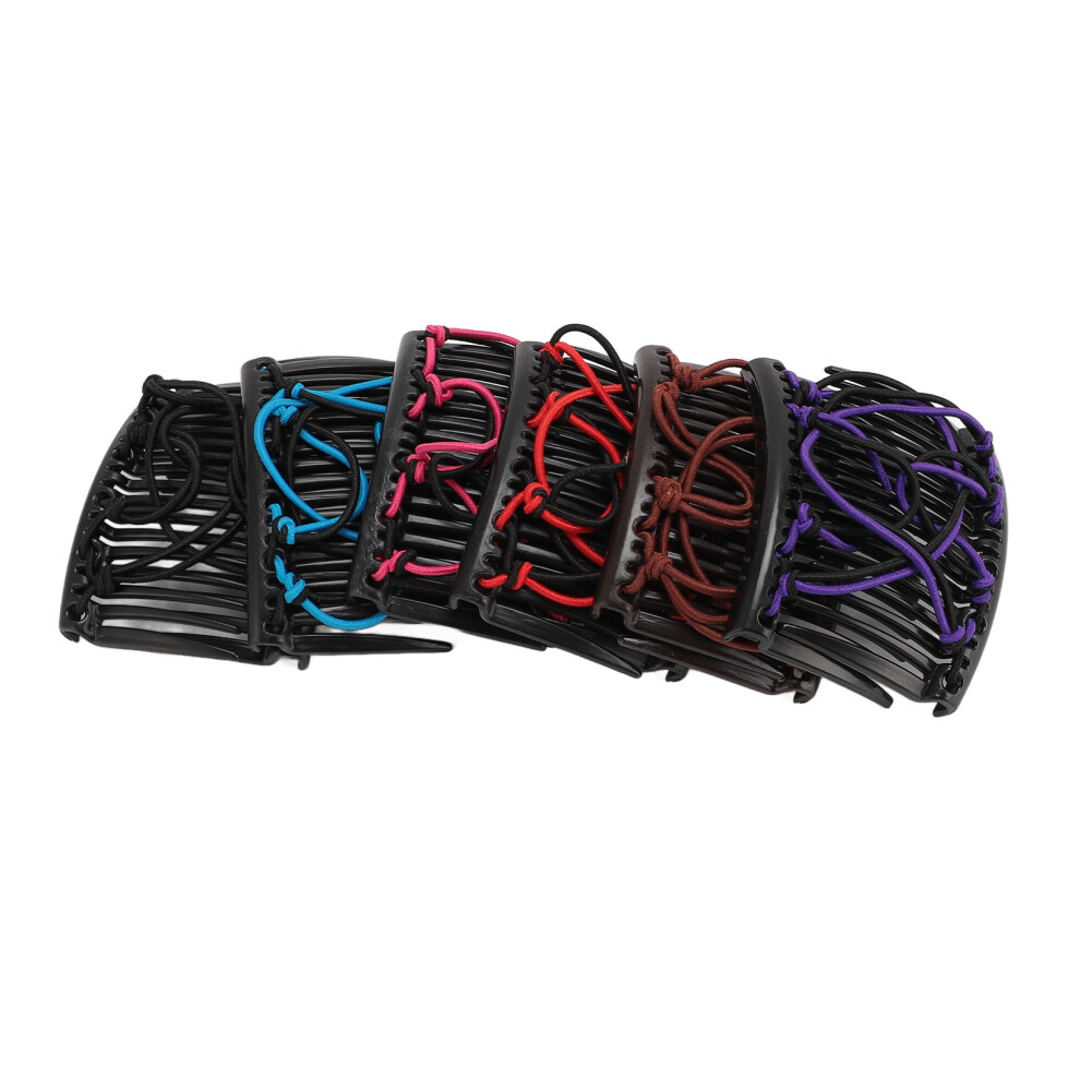 6 Pack Elastic Magic Hair Comb Vintage Stretchy Double Comb Hair Forks Clips Hairstyle Multipurpose Hair Accessories for Women Girls-image-OPC-PHQ9KKY-NEW