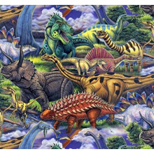 Pico Textiles 2 Yards Bolt - Dinosaurs Allover Print Fleece Fabric - S