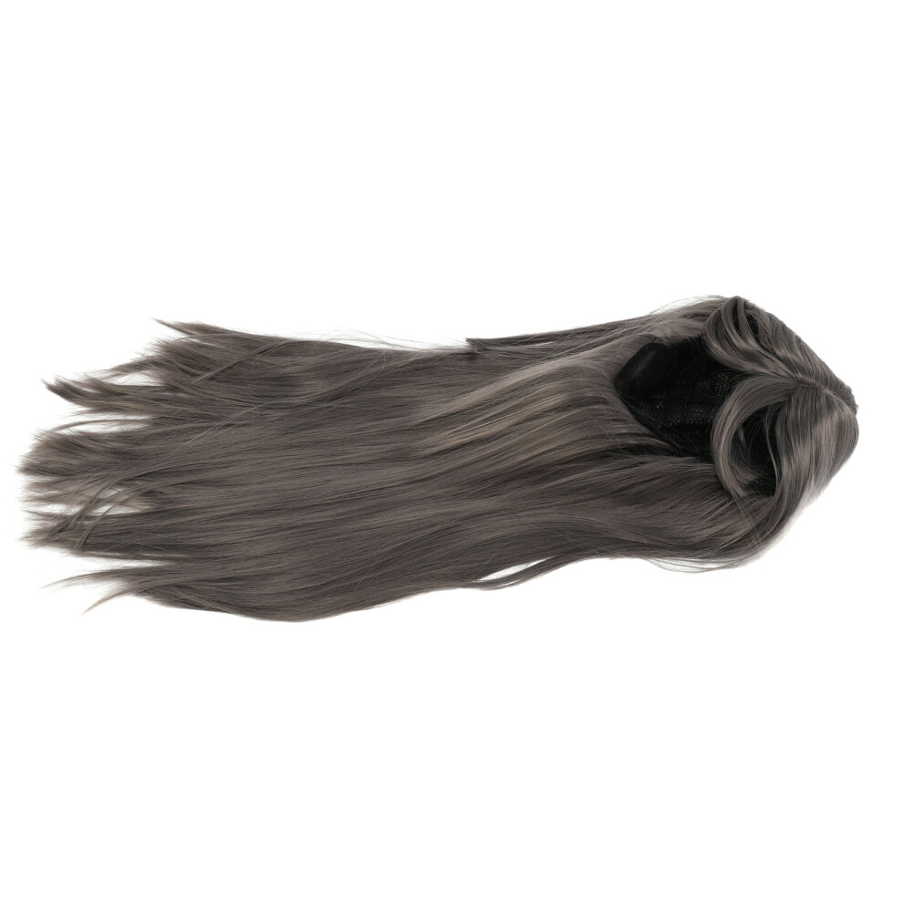 Grey Wig Heat Resistant Soft Long Straight Layered Women Synthetic Hair Wig for Party Stage Show Dance