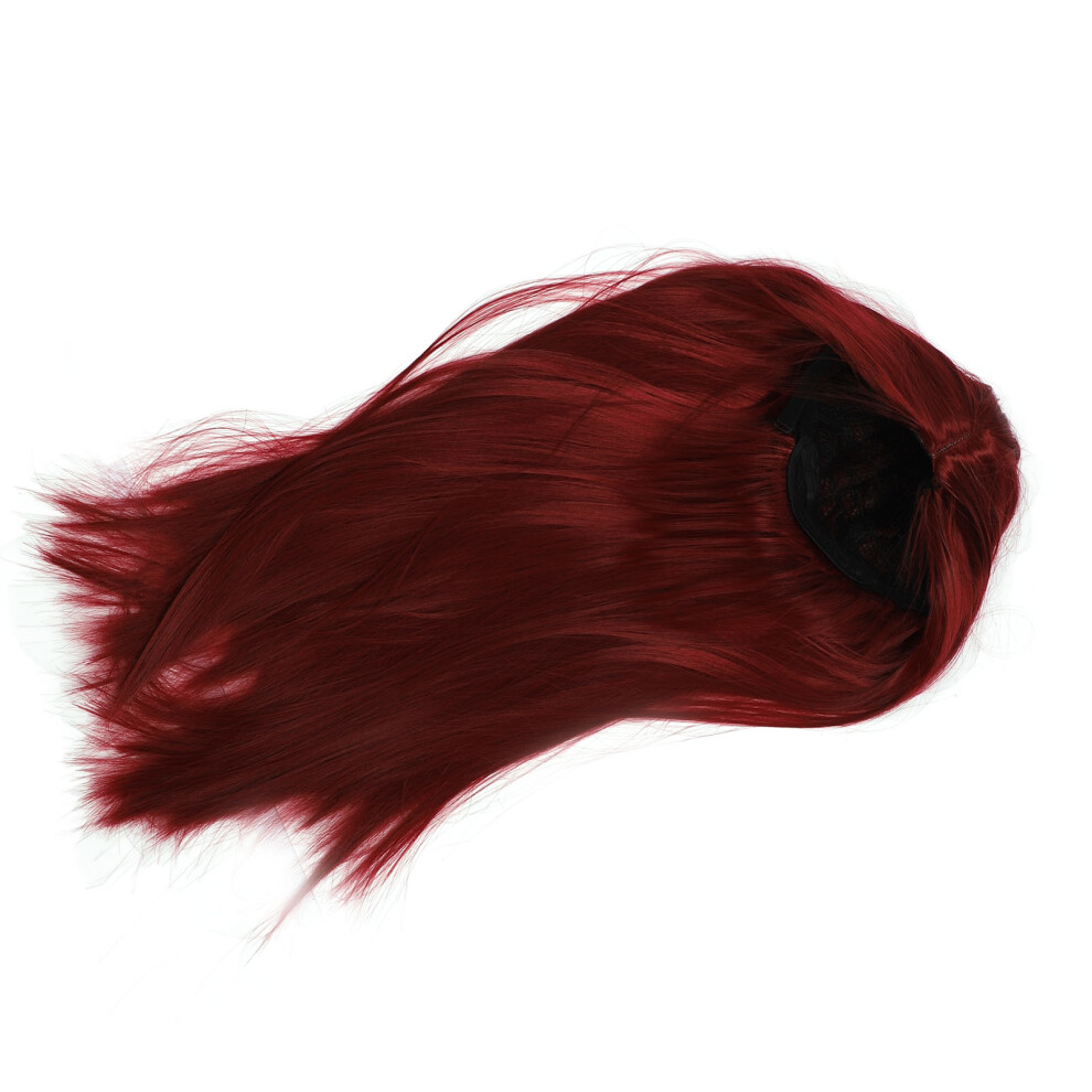 Long Straight Wigs Heat Resistant Middle Center Part High Density Long Full Hair Wigs with Internal Mesh Net for Cosplay Parties Wine Red