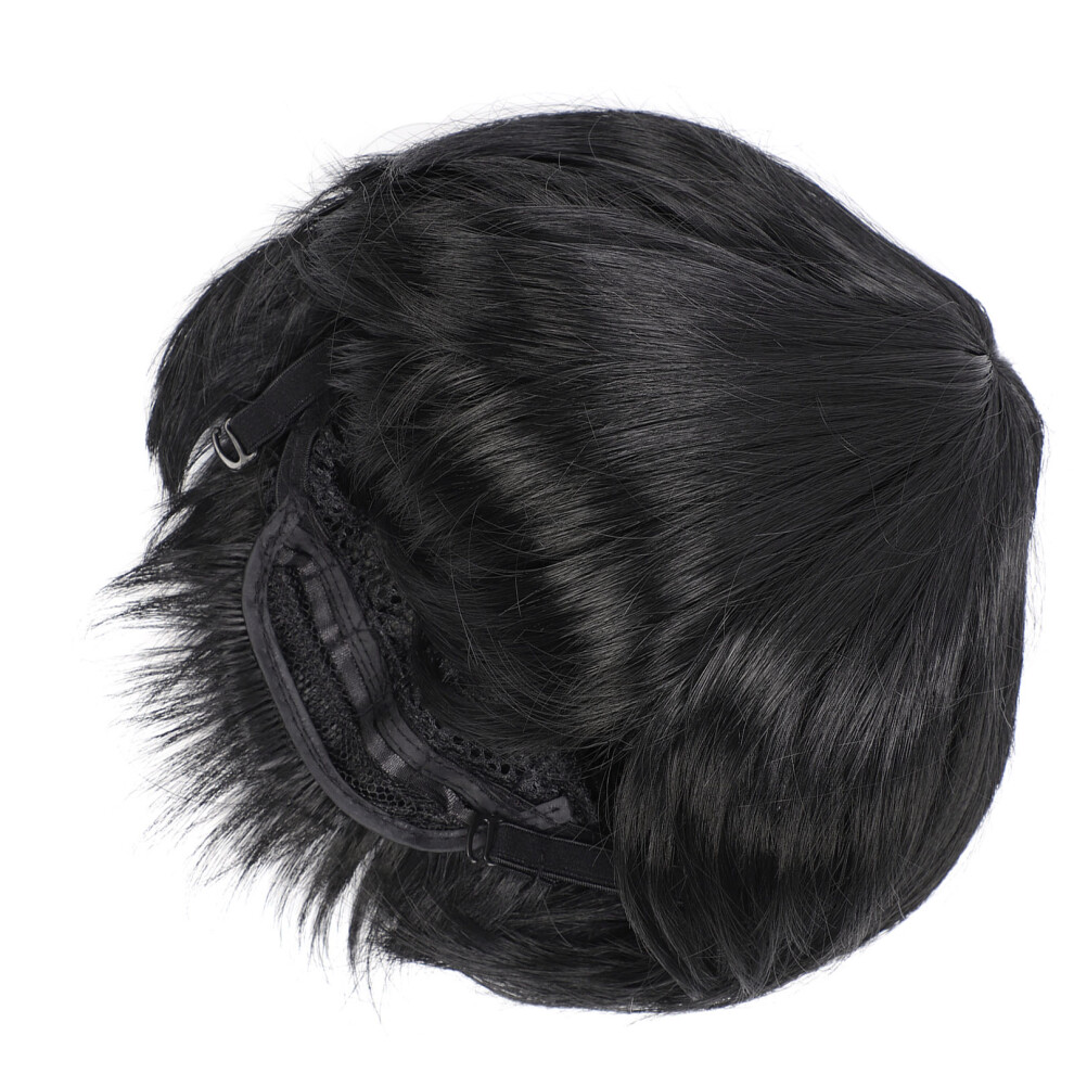 Men Wig Fashionable Synthetic Short Hair Toupee Breathable Men Hairpiece for Men Students Black
