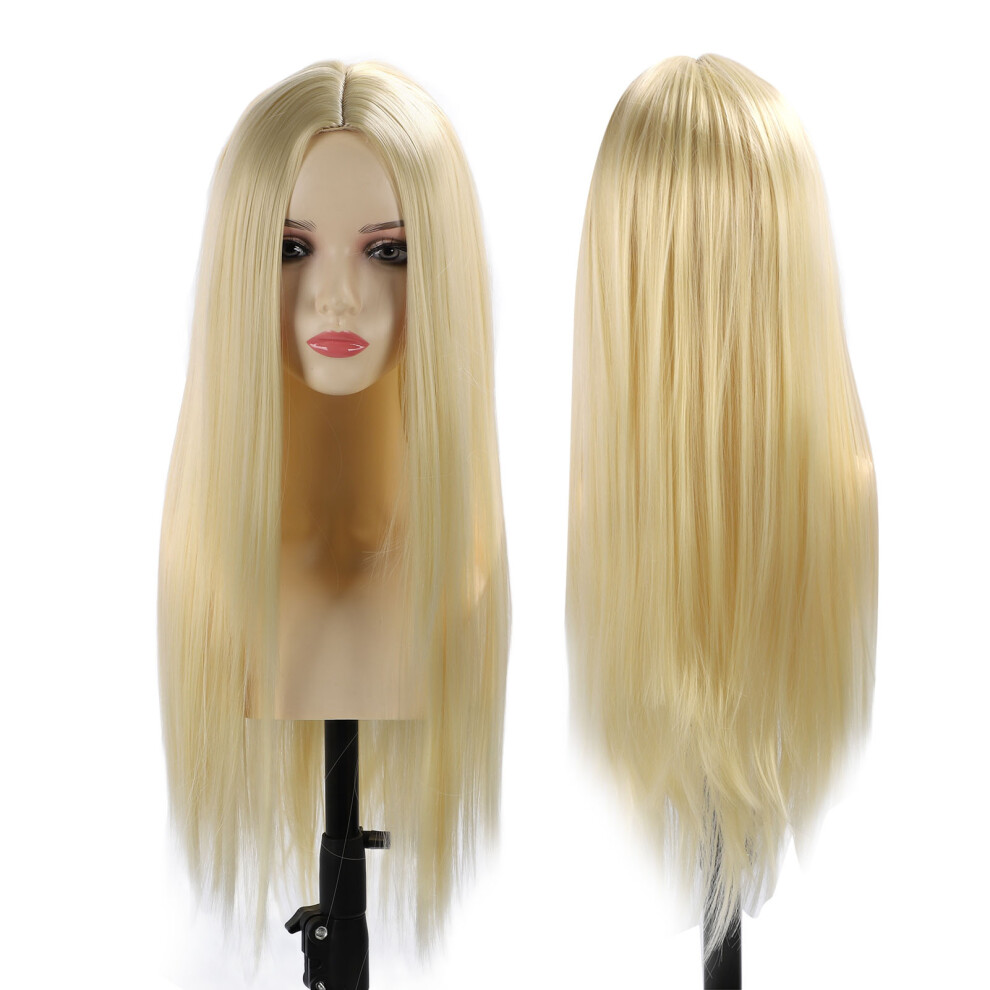 Long Straight Wigs Heat Resistant Middle Center Part High Density Long Full Hair Wigs with Internal Mesh Net for Cosplay Parties Gold