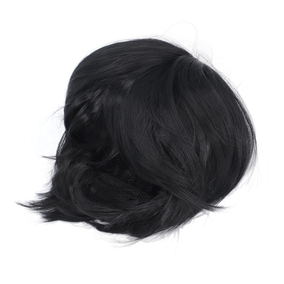 Men Cosplay Wig Synthetic Hair Cosplay Hairpiece Short Cosplay Toupee for Party Cosplay Costumes Daily Life Black