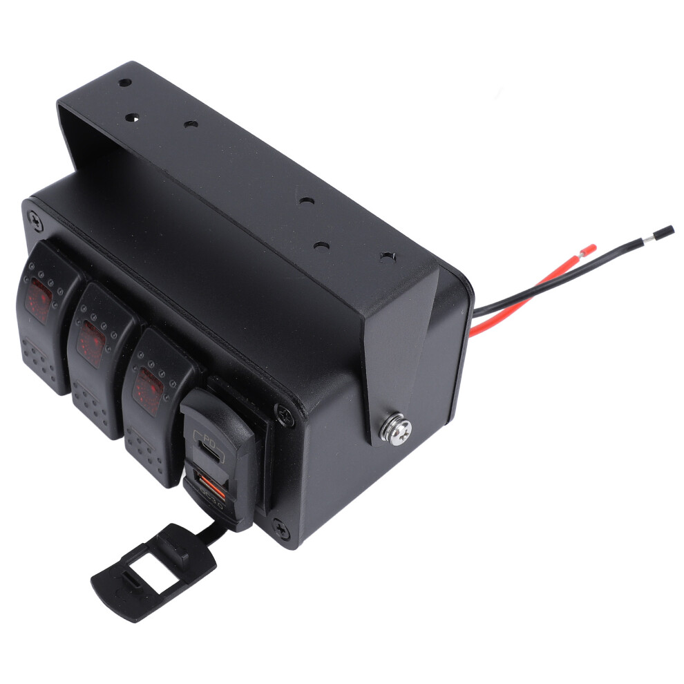 3 Gang Rocker Switch Panel Dc12â24V On Off Toggle Switch With Pd Type C And Qc3.0 Usb Charger Voltmeter For Car Trucks Boats Rvs Red Light 3281313610842
