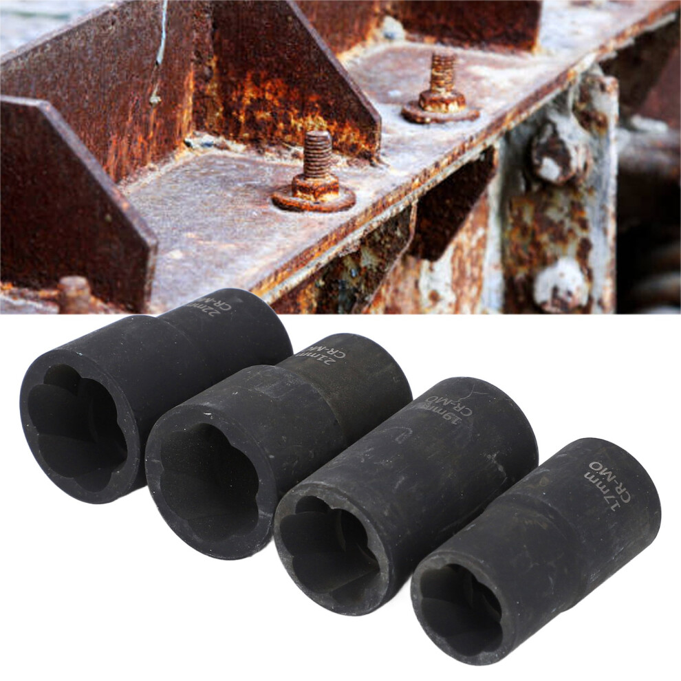 5Pcs Bolt Extractor Kit 1/2In Drive Impact Lug Nut Remover Tool Metric 17Mm 19Mm 21Mm 22Mm Cr Mo Steel Frosted Type 9311313611069