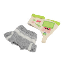20 cm Plüschpuppe Kleidung Set - Grau & Weißer Mantel & Hose für 7,8 Zoll Puppen