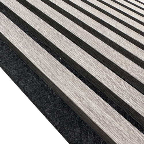 Acoustic MDF Wood Slat Style Decorative Wall Panel Grey Oak 2