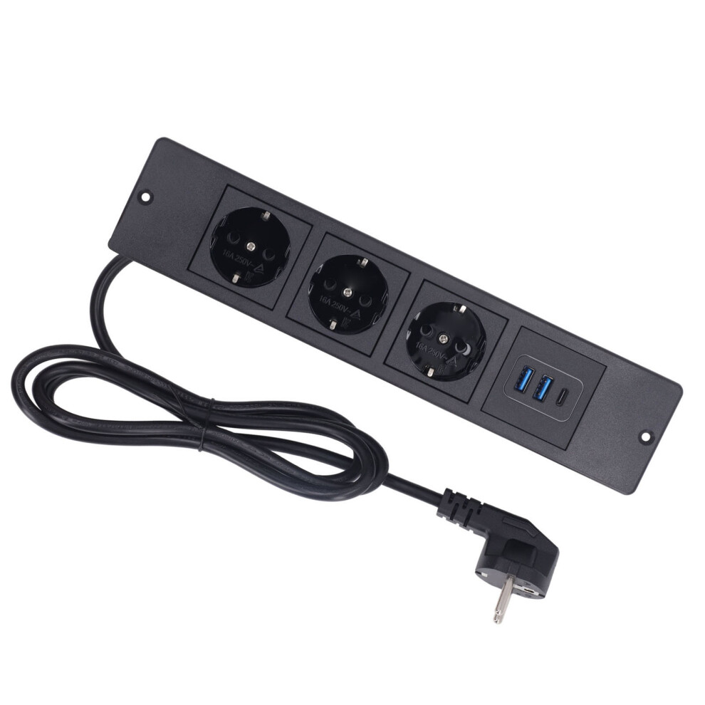 Recessed Power Strip 3Xoutlets 2Xusb A 1Xusb C Pd20w Ports Table Socket With 1.5M Cord Standard 4671313616989