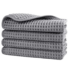 Asciugamano viso in microfibra POLYTE anti-pelucchi, 13 x 13 pollici, confezione da 4 (tessuto a nido d'ape grigio)