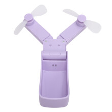 Dual Head Foldable Fan Portable Handheld Fan USB Rechargeable 3 Speeds Strong Wind Quiet Mini Pocket Fan for Home Travel Purple