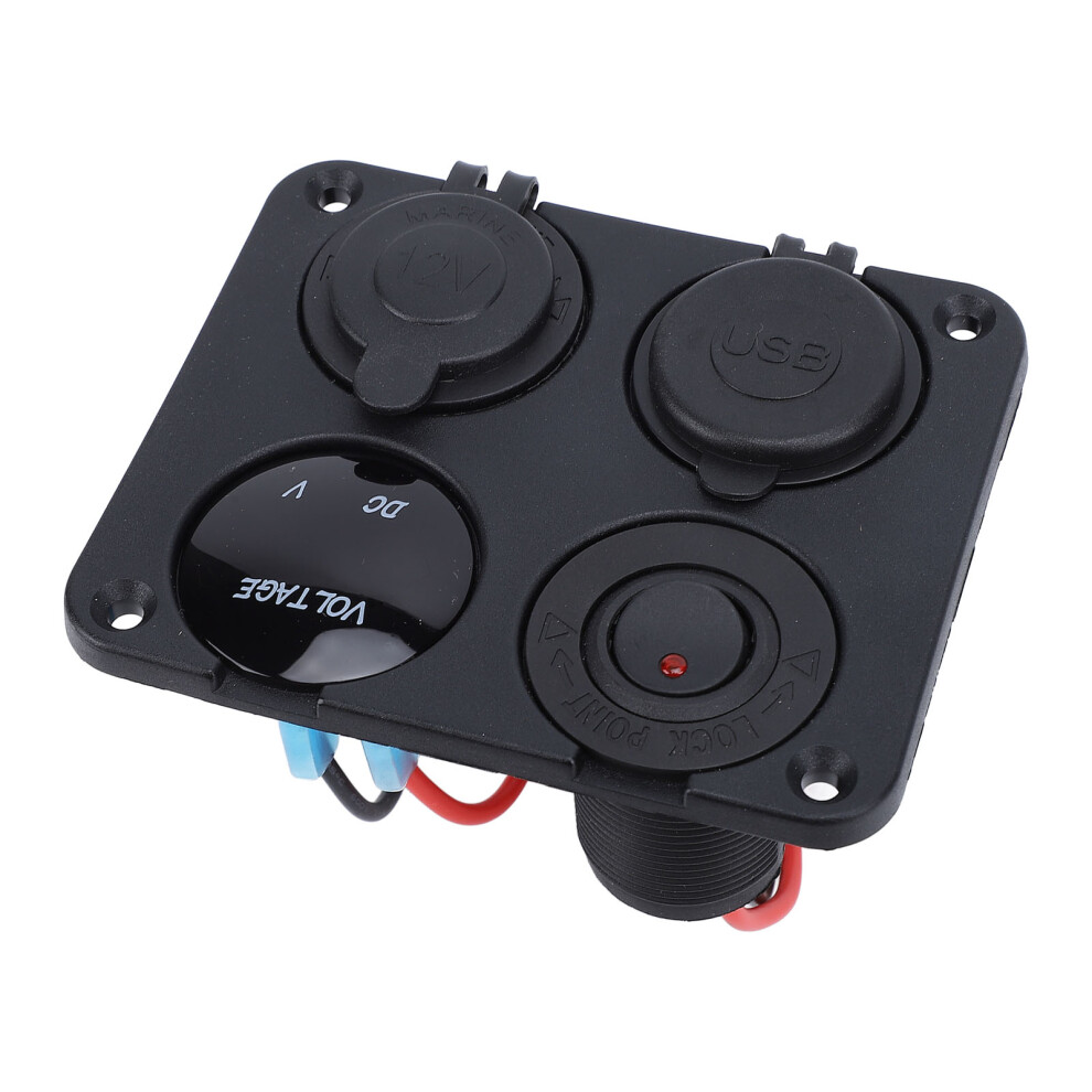 Charger Socket Panel Dc 12Â24V Dual 4.2A Usb Power Outlet With Led Voltmeter Cigar Lighter Socket For Car Marine Boat Rv Truck Red Light 8741313619542