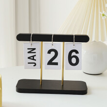 Stehender Flip Schreibtischkalender 20x8x16 cm schwarzes Holz
